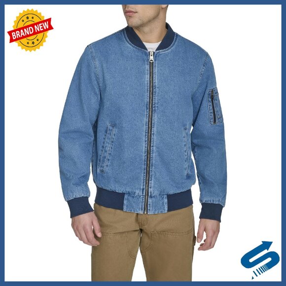 Men's Flight Satin Bomber Jacket - Rib Knit Trim - Dual Pockets